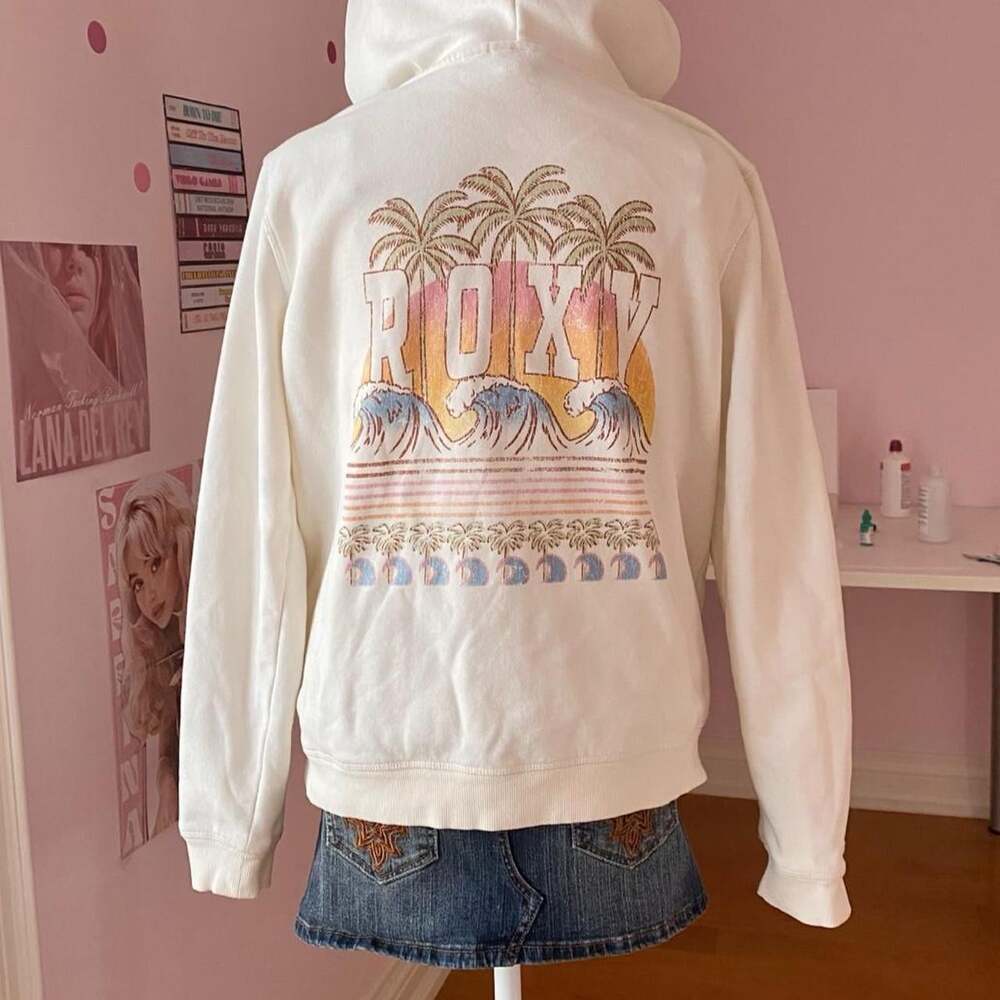 Roxy Women's White and Cream Hoodie